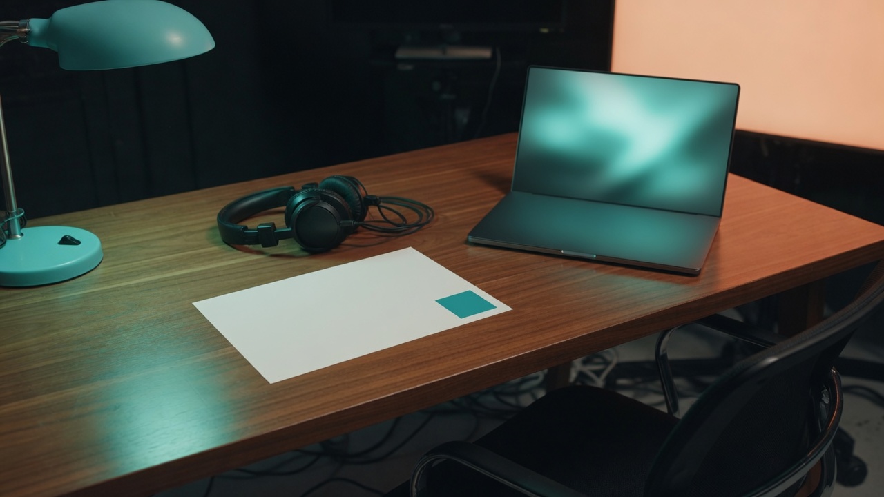 A printed skill card on a desk beside a laptop showing a routed prompt